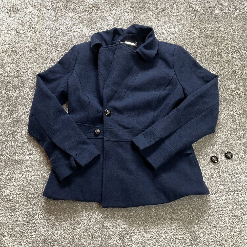 White House Black Market Blazer Jacket Womens Small Navy Blue Double Breasted